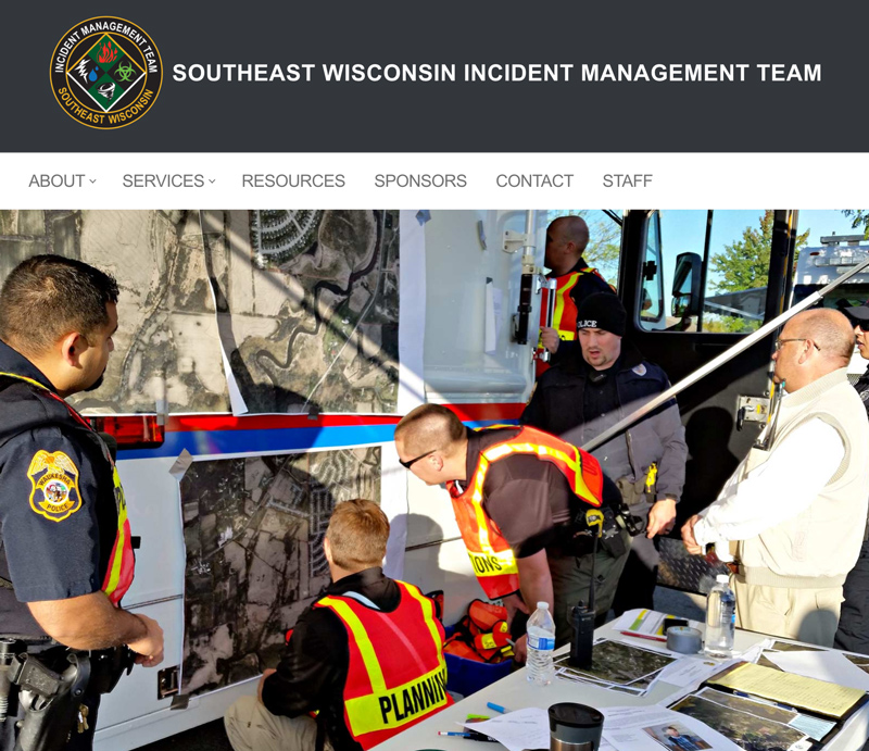 Screenshot of a website for the Southeast Wisconsin Incident Management Team